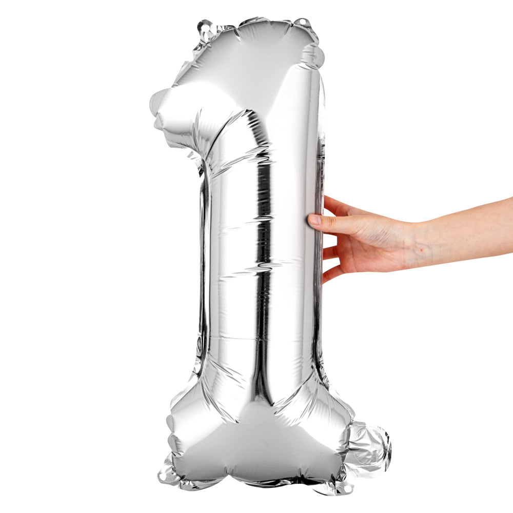 Balloonify Silver Mylar Number 1 Balloon - 16" - 1 count box