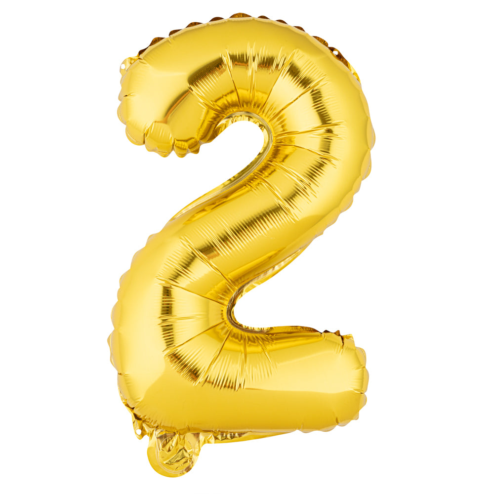 Balloonify Gold Mylar Number 2 Balloon - 16" - 1 count box