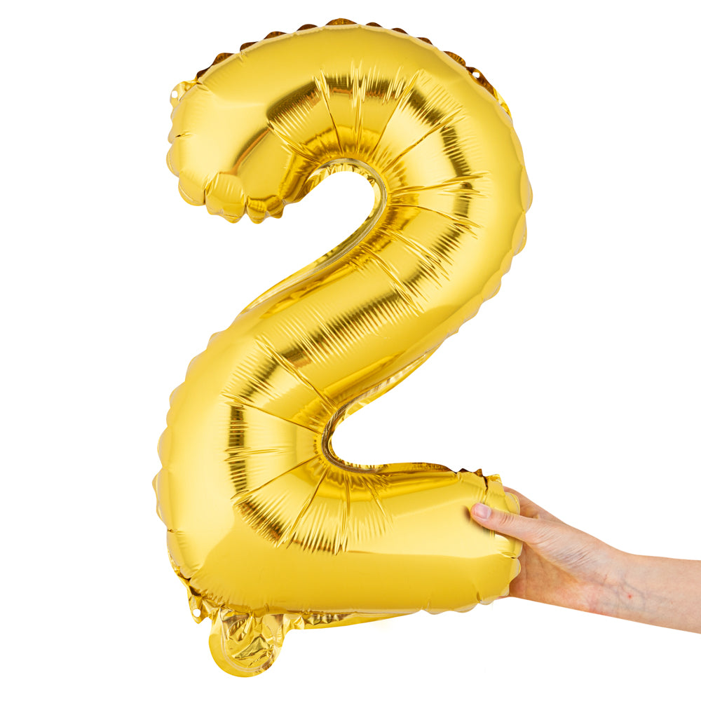 Balloonify Gold Mylar Number 2 Balloon - 16" - 1 count box