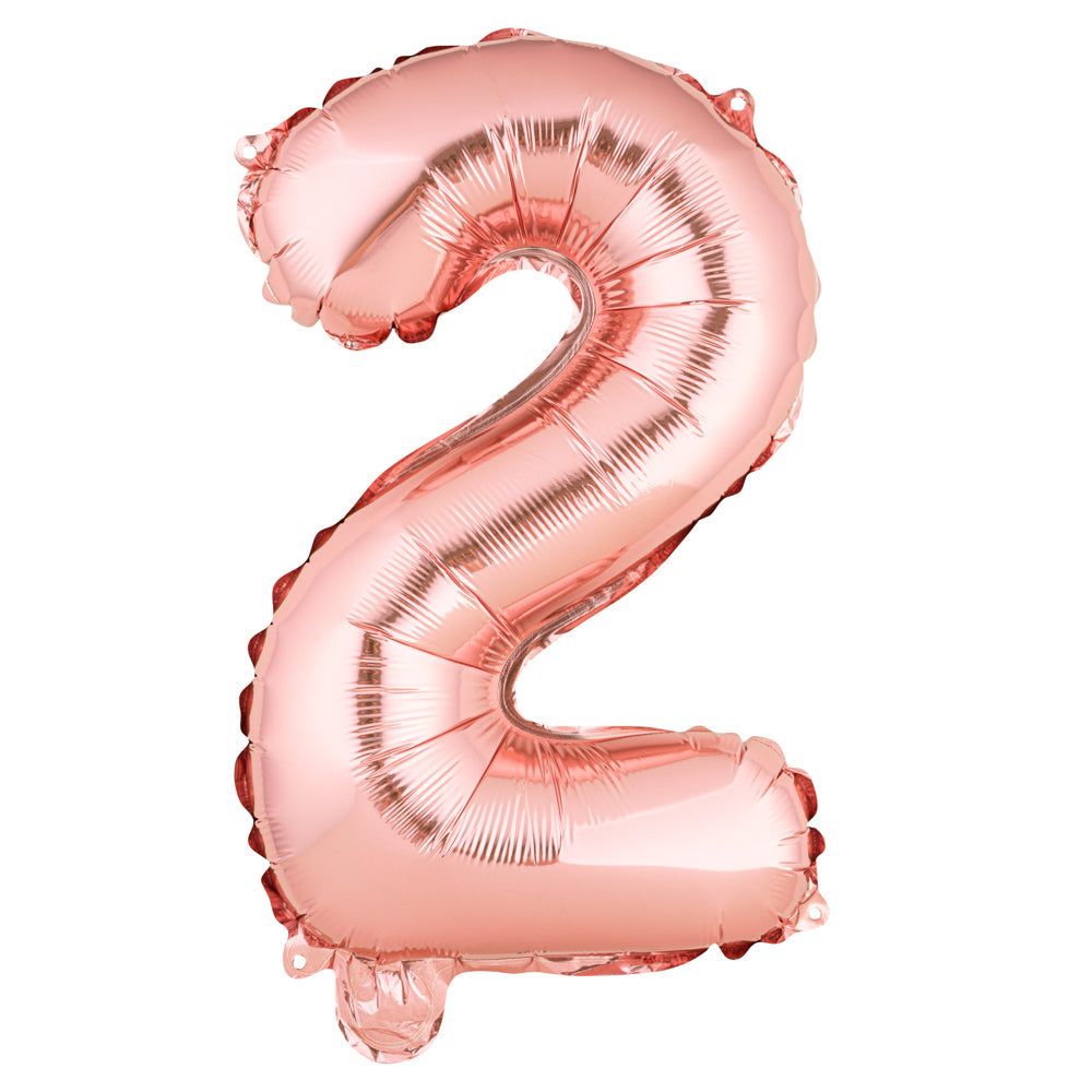 Balloonify Rose Gold Mylar Number 2 Balloon - 16" - 1 count box