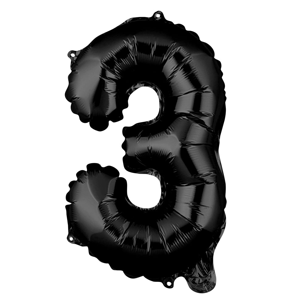 Balloonify Black Mylar Number 3 Balloon - 16" - 1 count box