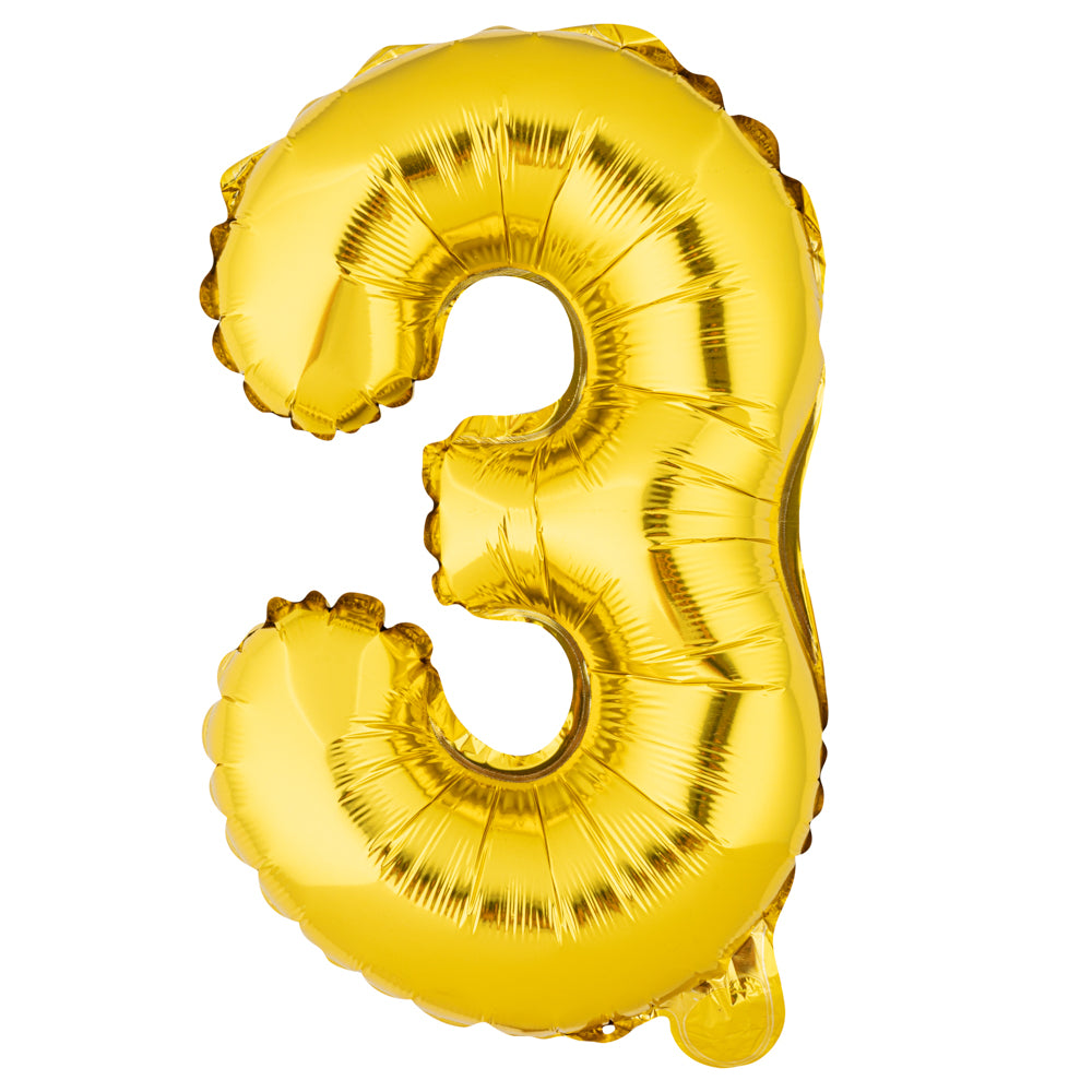 Balloonify Gold Mylar Number 3 Balloon - 16" - 1 count box