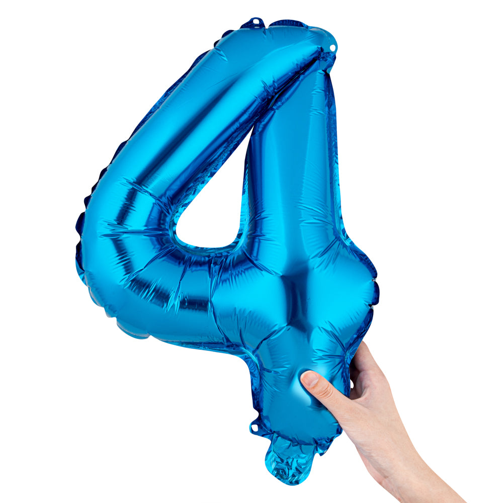 Balloonify Blue Mylar Number 4 Balloon - 16" - 1 count box