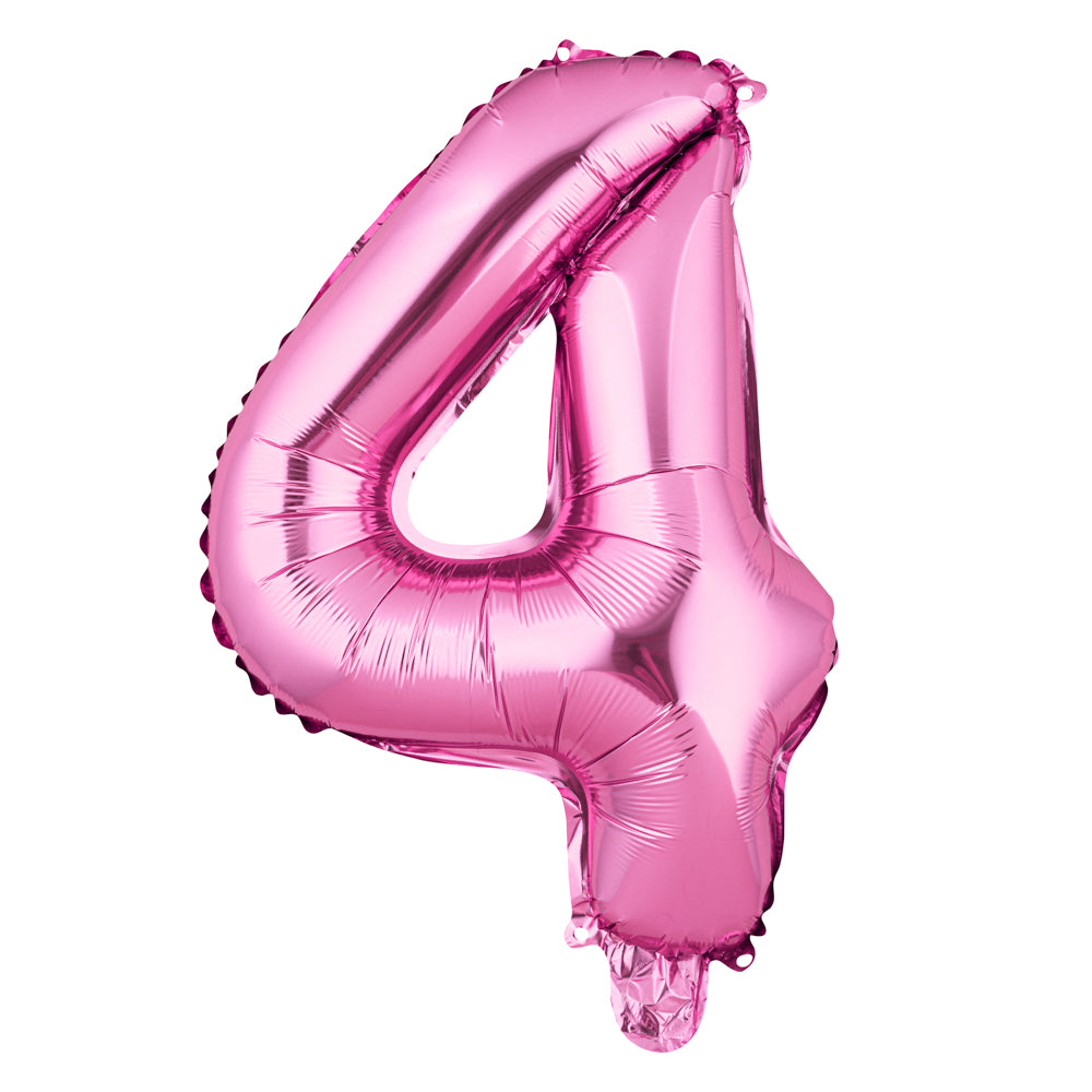 Balloonify Pink Mylar Number 4 Balloon - 16" - 1 count box