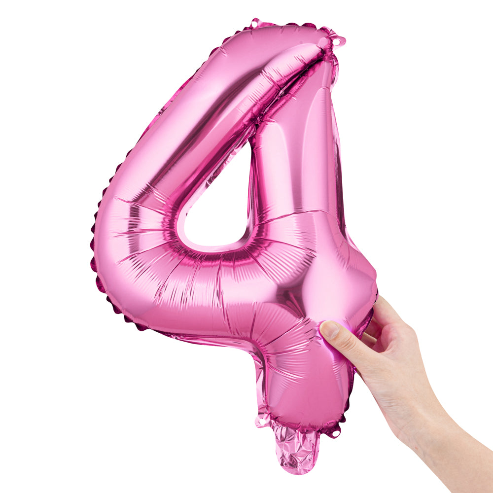 Balloonify Pink Mylar Number 4 Balloon - 16" - 1 count box