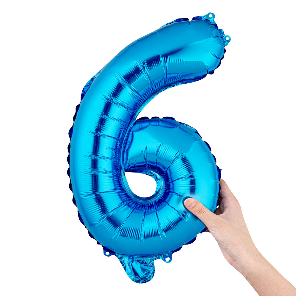 Balloonify Blue Mylar Number 6 Balloon - 16" - 1 count box