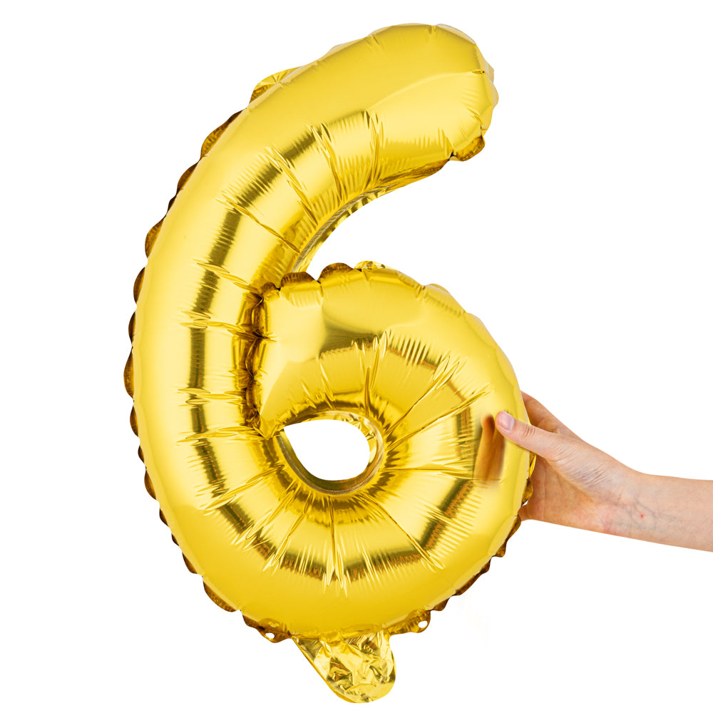 Balloonify Gold Mylar Number 6 Balloon - 16" - 1 count box