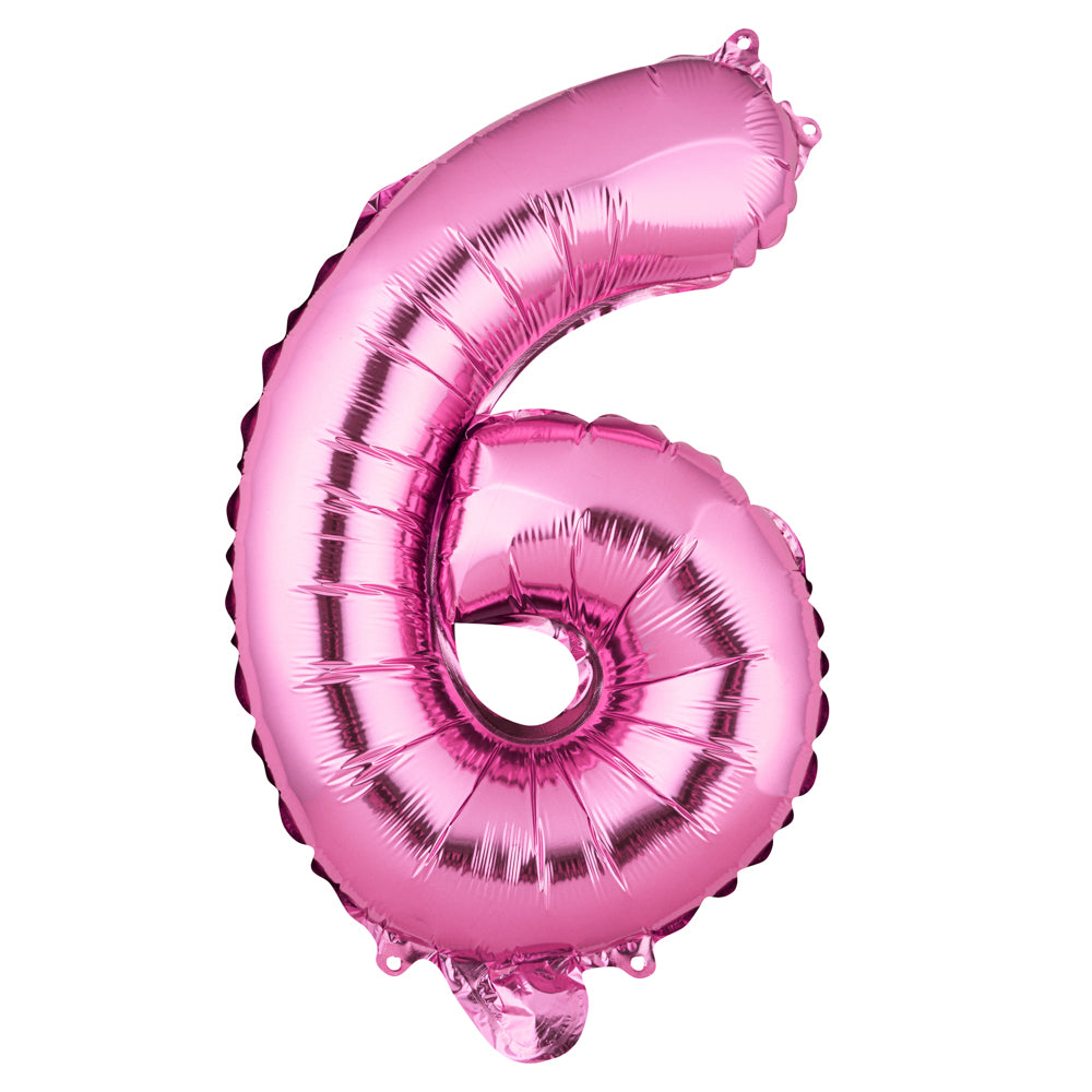 Balloonify Pink Mylar Number 6 Balloon - 16" - 1 count box