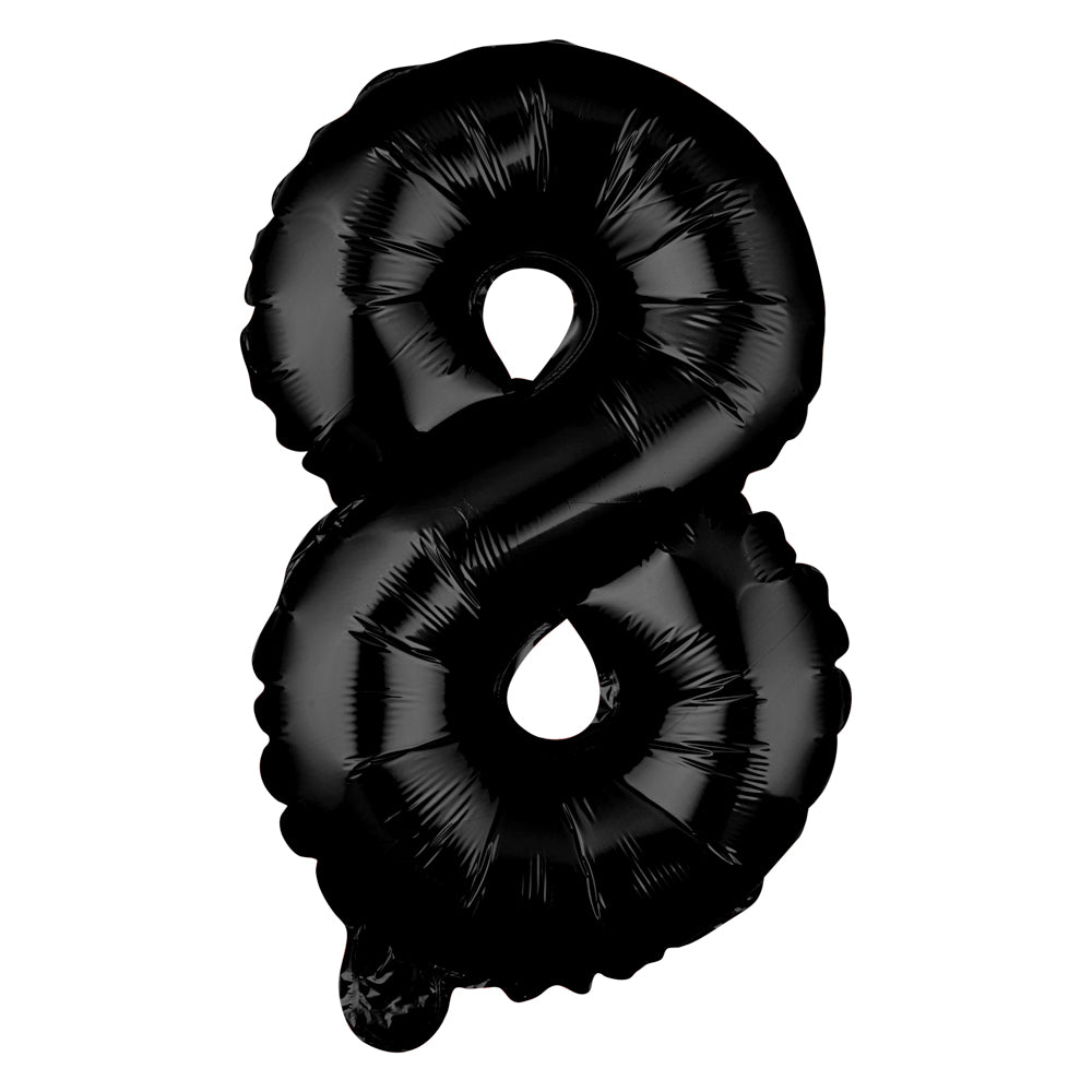 Balloonify Black Mylar Number 8 Balloon - 16" - 1 count box