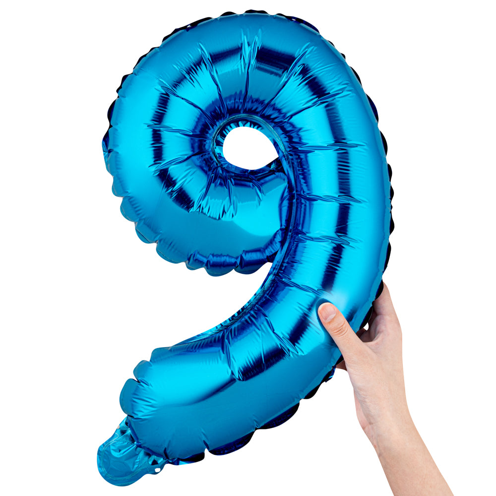 Balloonify Blue Mylar Number 9 Balloon - 16" - 1 count box