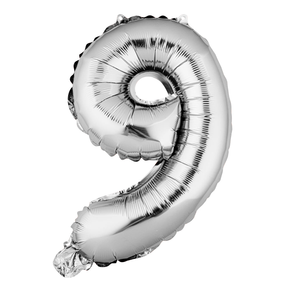 Balloonify Silver Mylar Number 9 Balloon - 16" - 1 count box