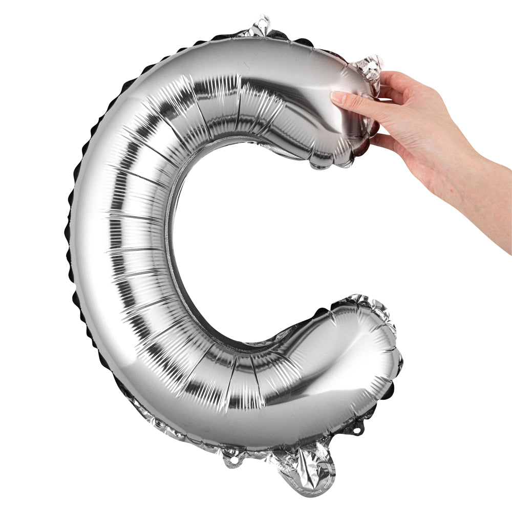 Balloonify Silver Mylar Letter C Balloon - 16" - 1 count box