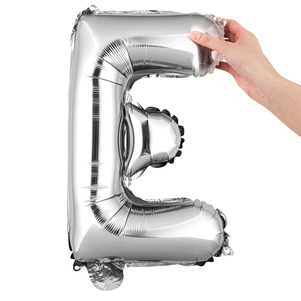 Balloonify Silver Mylar Letter E Balloon - 16" - 1 count box