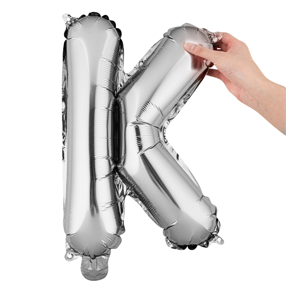 Balloonify Silver Mylar Letter K Balloon - 16" - 1 count box