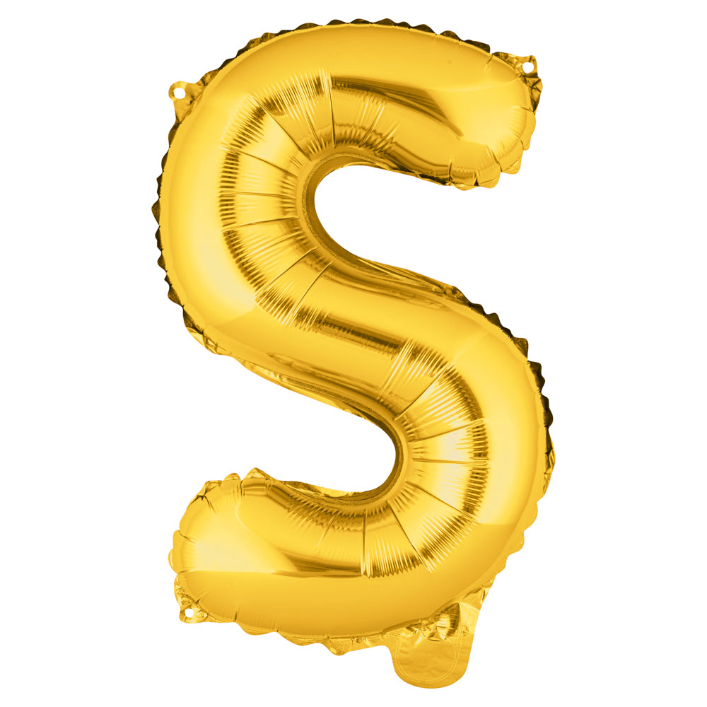 Balloonify Gold Mylar Letter S Balloon - 16" - 1 count box