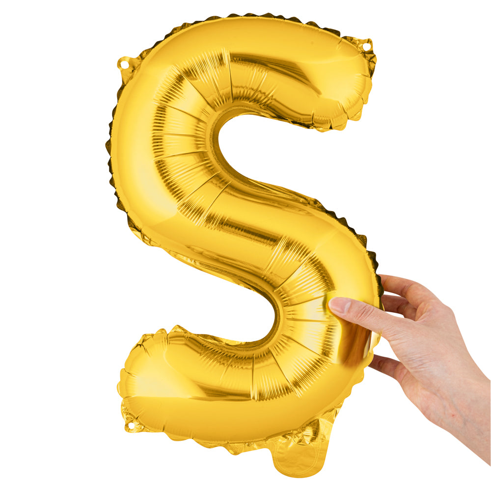 Balloonify Gold Mylar Letter S Balloon - 16" - 1 count box