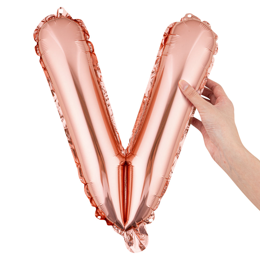 Balloonify Rose Gold Mylar Letter V Balloon - 16" - 1 count box