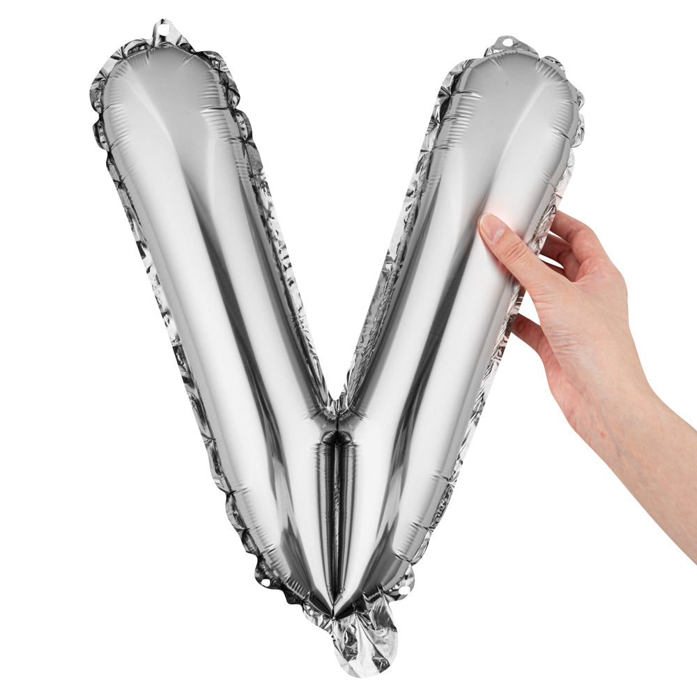 Balloonify Silver Mylar Letter V Balloon - 16" - 1 count box