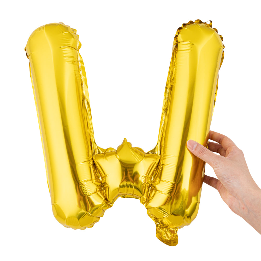 Balloonify Gold Mylar Letter W Balloon - 16" - 1 count box