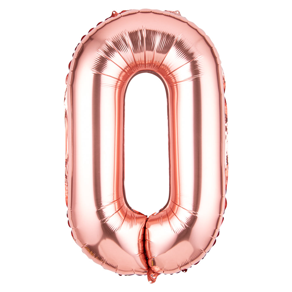 Balloonify Rose Gold Mylar Number 0 Balloon - 40" - 1 count box