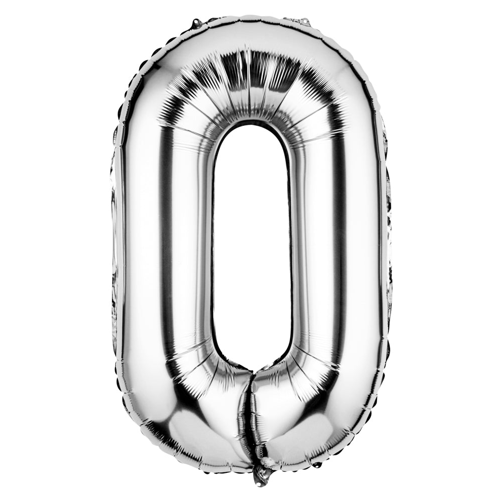 Balloonify Silver Mylar Number 0 Balloon - 40" - 1 count box