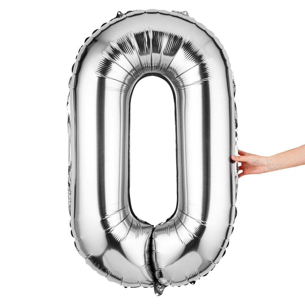 Balloonify Silver Mylar Number 0 Balloon - 40" - 1 count box