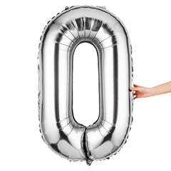 Balloonify Silver Mylar Number 0 Balloon - 40