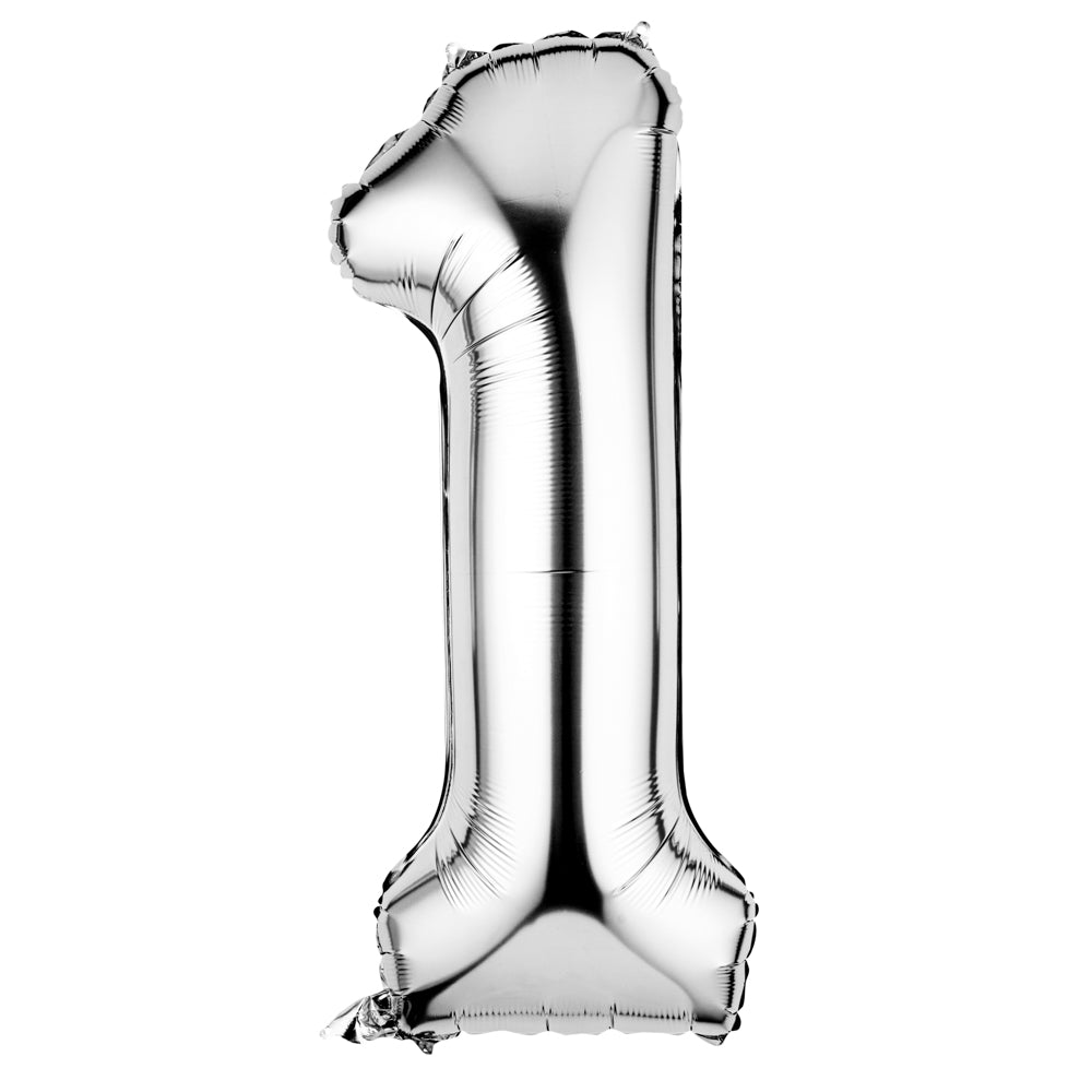 Balloonify Silver Mylar Number 1 Balloon - 40" - 1 count box