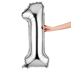 Balloonify Silver Mylar Number 1 Balloon - 40