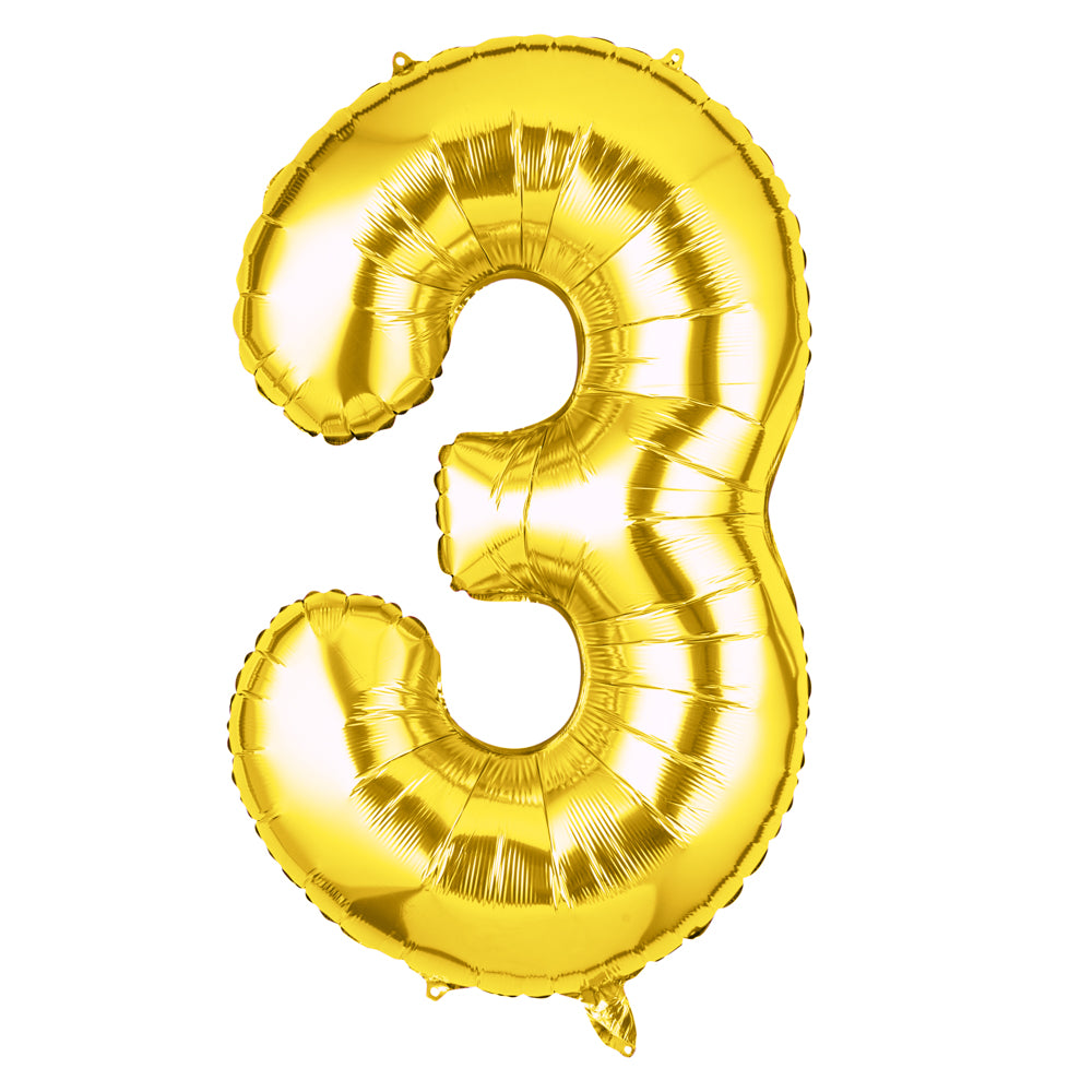 Balloonify Gold Mylar Number 3 Balloon - 40" - 1 count box