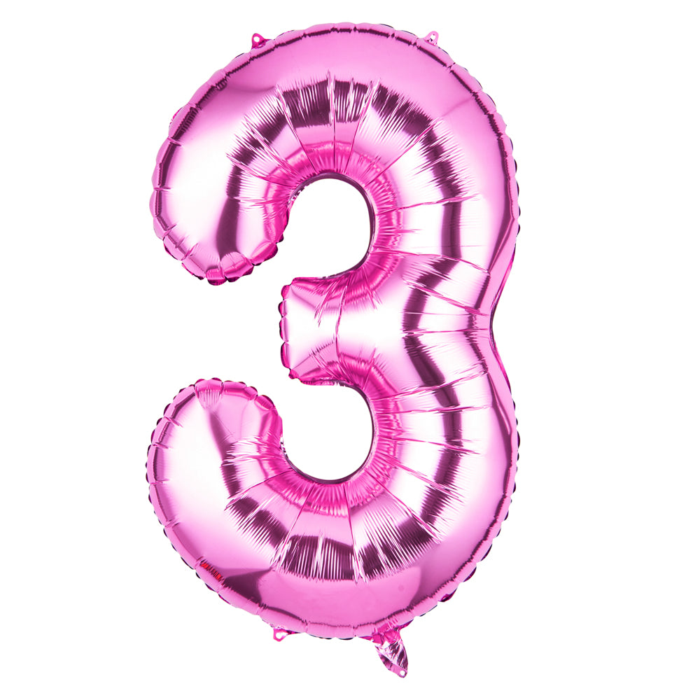 Balloonify Pink Mylar Number 3 Balloon - 40" - 1 count box