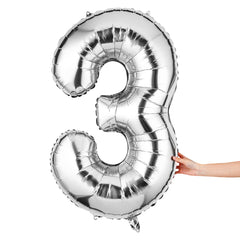 Balloonify Silver Mylar Number 3 Balloon - 40