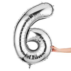 Balloonify Silver Mylar Number 6 Balloon - 40