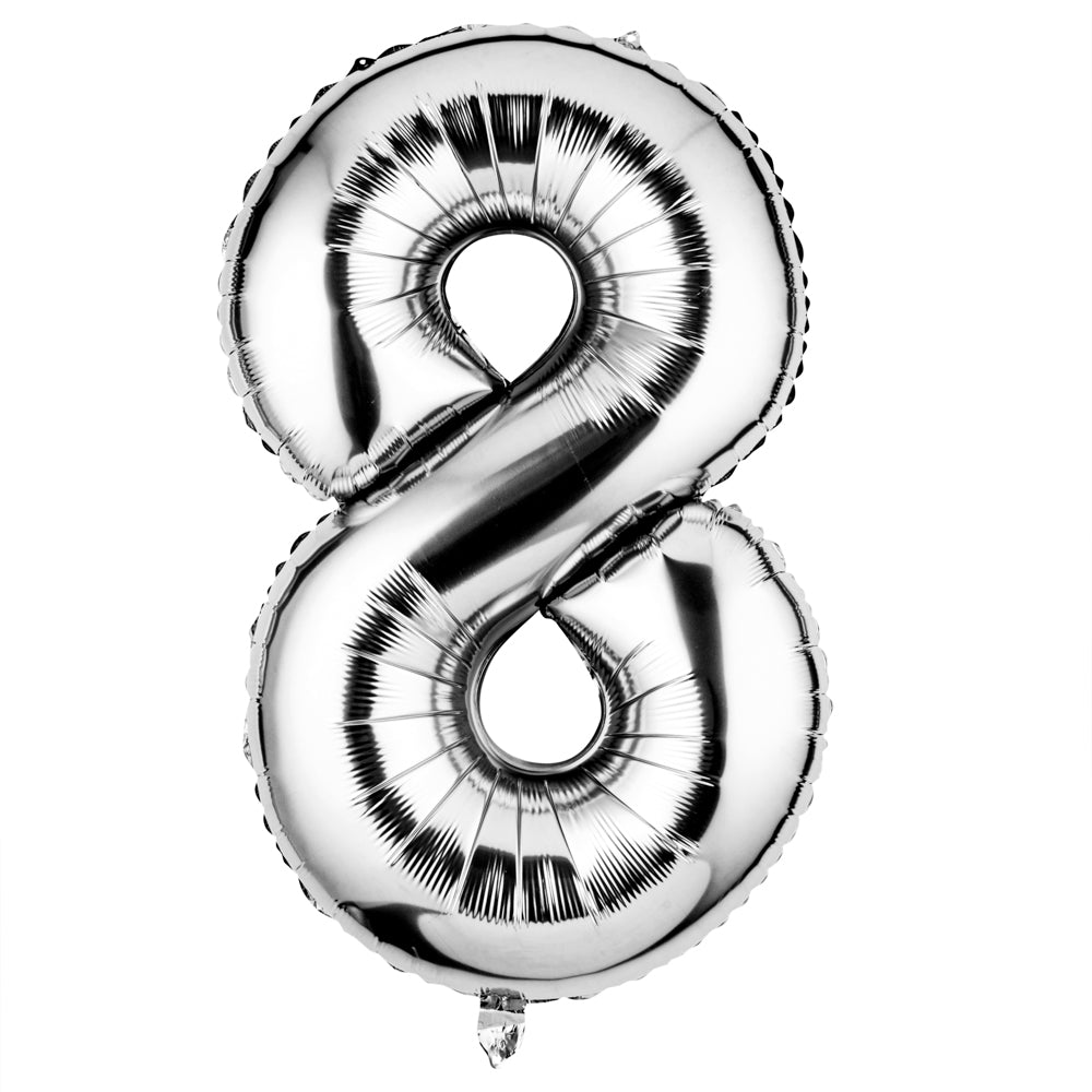 Balloonify Silver Mylar Number 8 Balloon - 40" - 1 count box