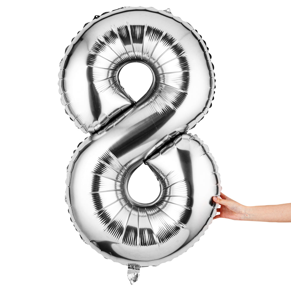 Balloonify Silver Mylar Number 8 Balloon - 40" - 1 count box