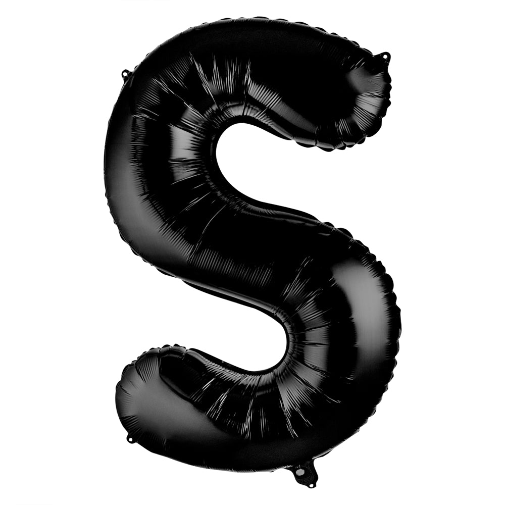 Balloonify Black Mylar Letter S Balloon - 40" - 1 count box