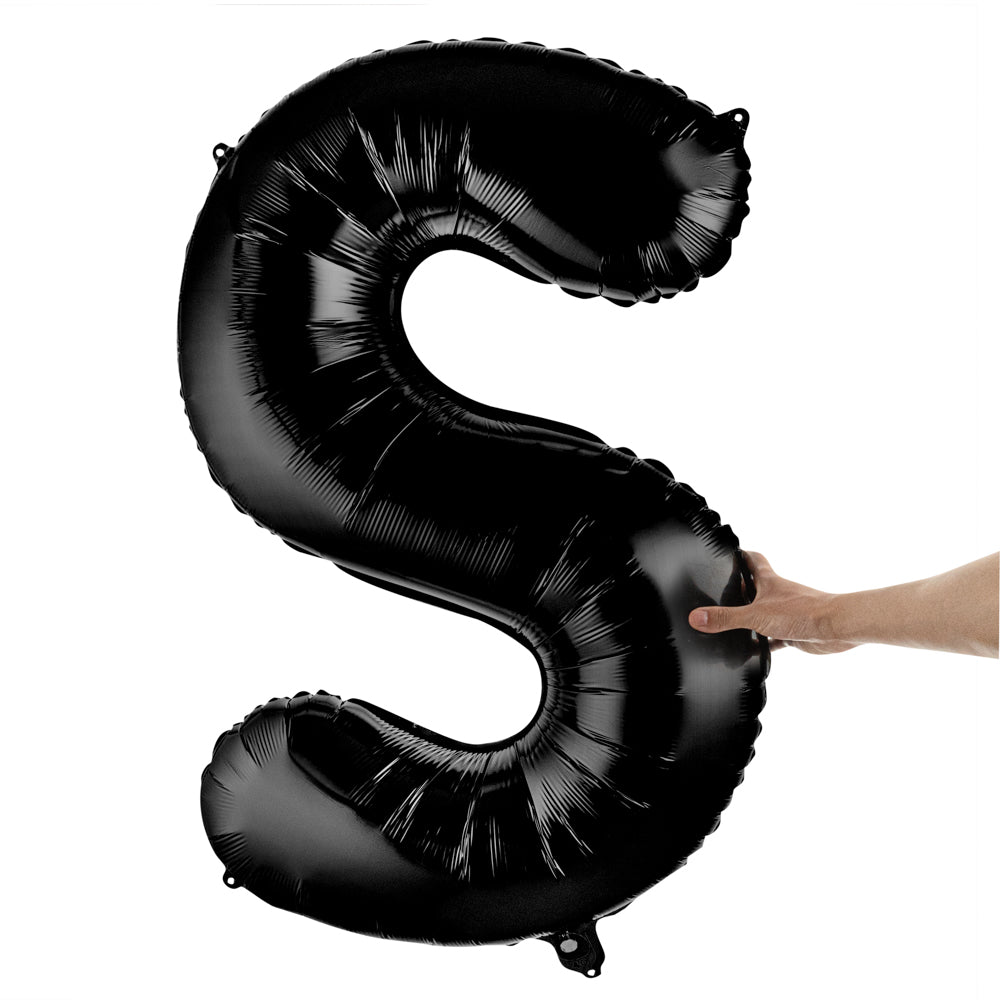 Balloonify Black Mylar Letter S Balloon - 40" - 1 count box