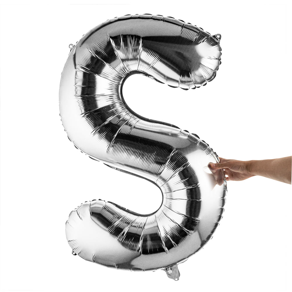 Balloonify Silver Mylar Letter S Balloon - 40" - 1 count box