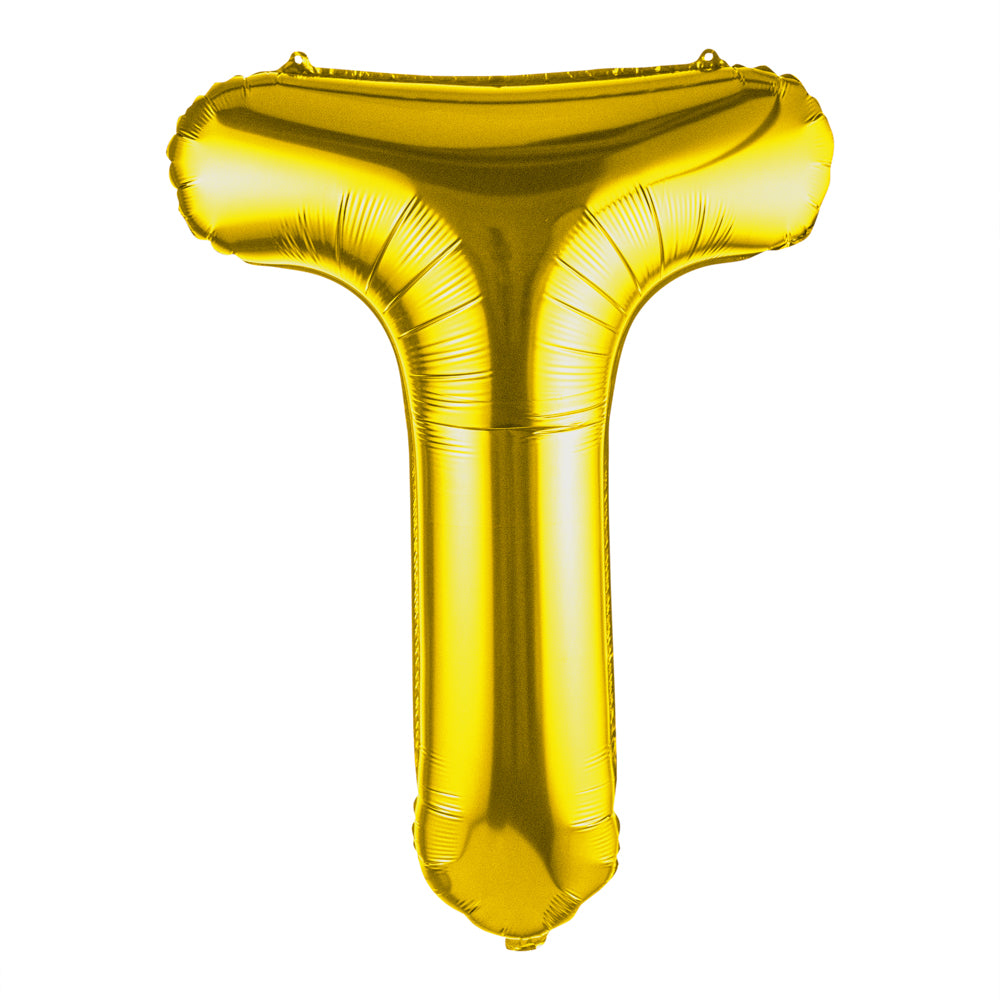 Balloonify Gold Mylar Letter T Balloon - 40" - 1 count box