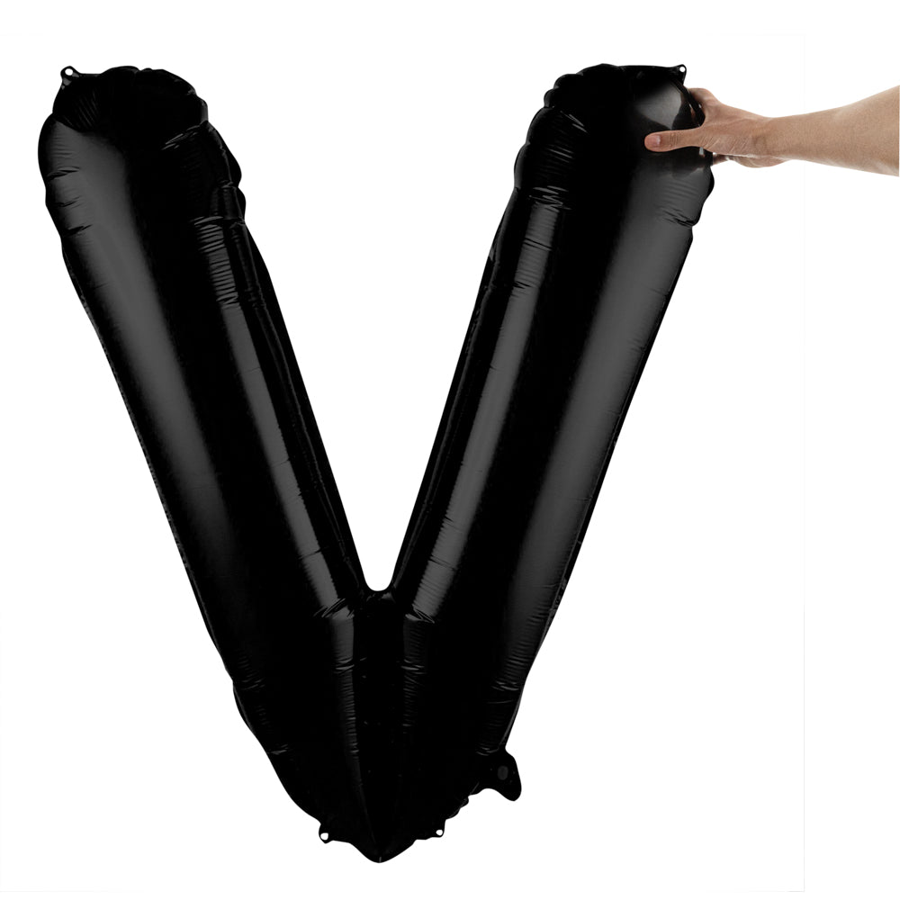 Balloonify Black Mylar Letter V Balloon - 40" - 1 count box