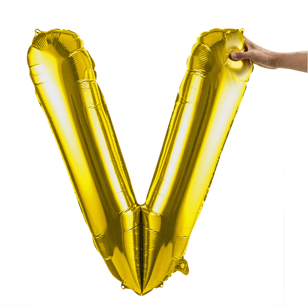 Balloonify Gold Mylar Letter V Balloon - 40" - 1 count box