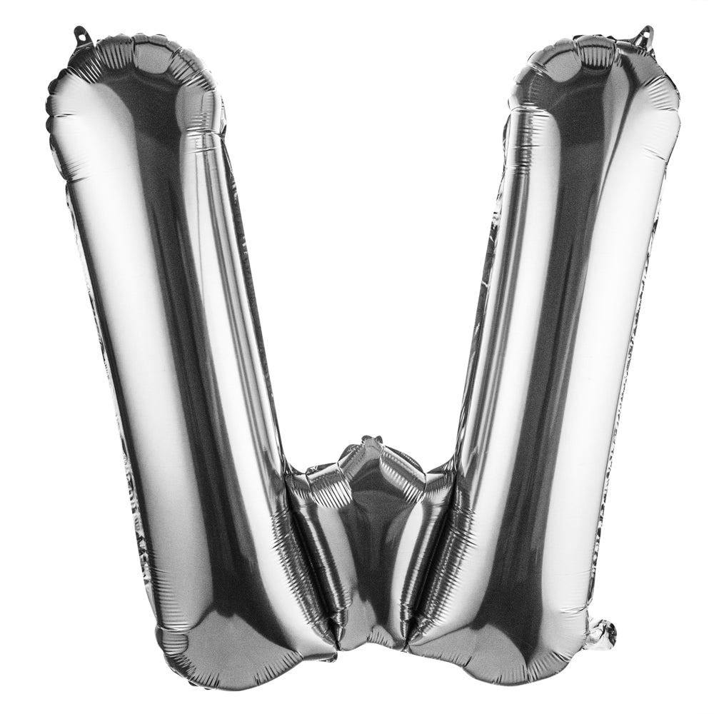 Balloonify Silver Mylar Letter W Balloon - 40" - 1 count box