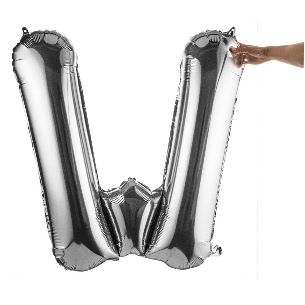 Balloonify Silver Mylar Letter W Balloon - 40" - 1 count box