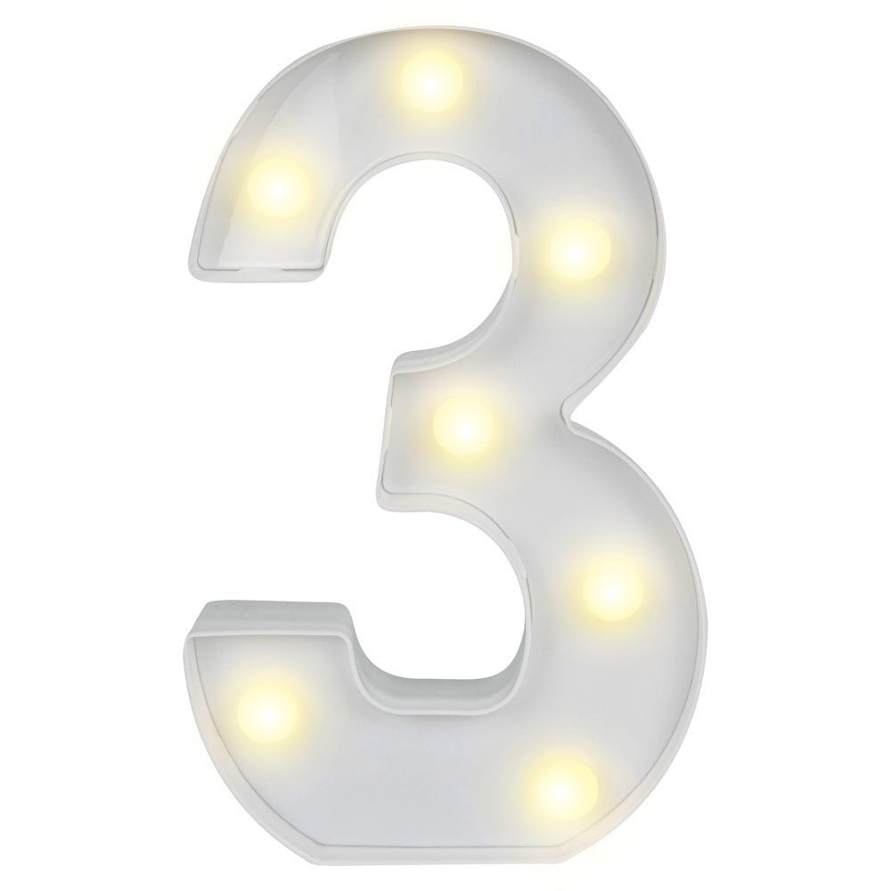 Illumify White LED Marquee Number 3 Sign - 8 3/4" - 1 count box