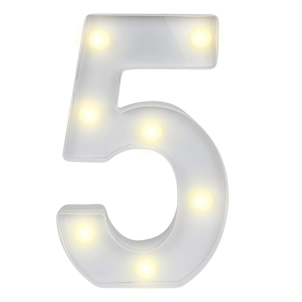 Illumify White LED Marquee Number 5 Sign - 8 3/4" - 1 count box