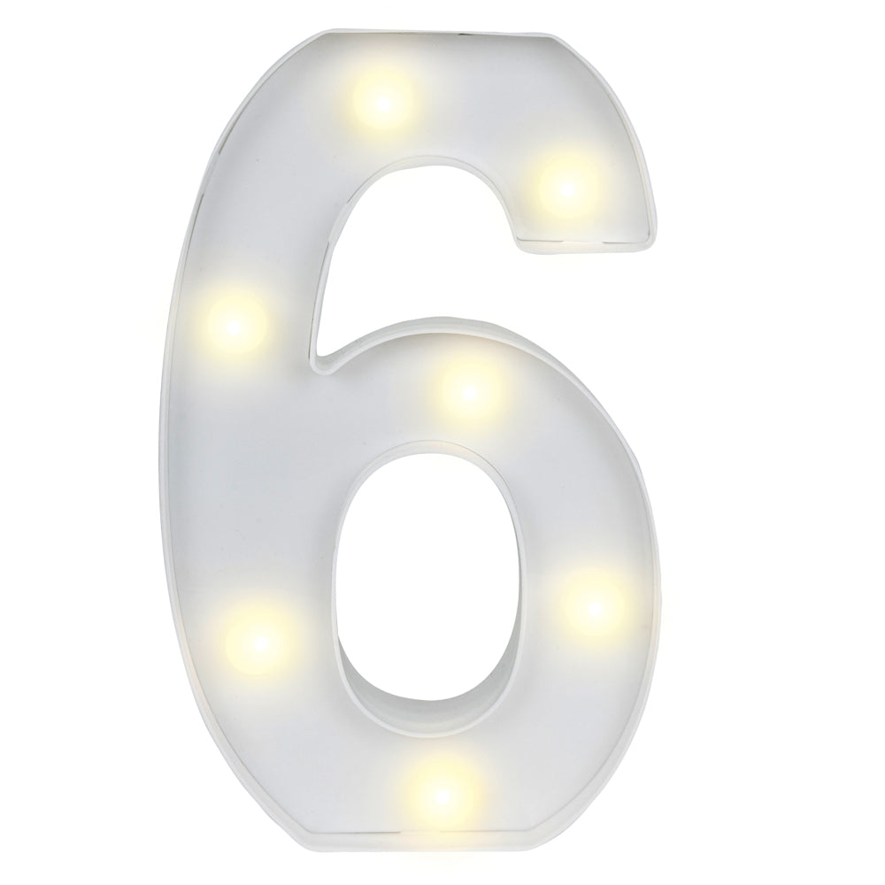 Illumify White LED Marquee Number 6 Sign - 8 3/4" - 1 count box