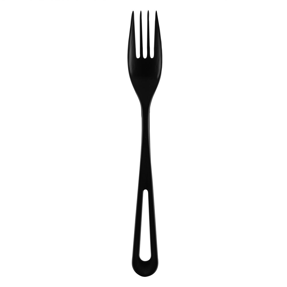 Basic Nature Black CPLA Plastic Fork - Compostable Wrapper, Heat-Resistant - 7 1/2" - 250 count box