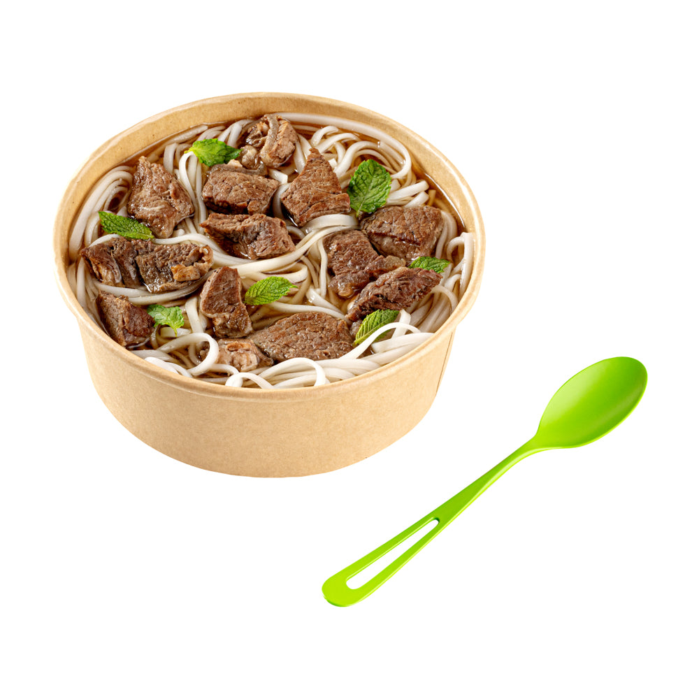 Basic Nature Green CPLA Plastic Spoon - Compostable Wrapper, Heat-Resistant - 7 1/2" - 250 count box