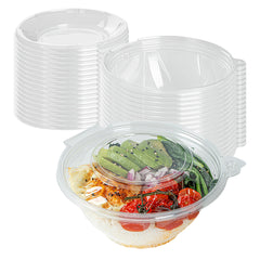 Tamper Tek 24 oz Round Clear Plastic Bowl - with Lid, Tamper-Evident - 6 3/4