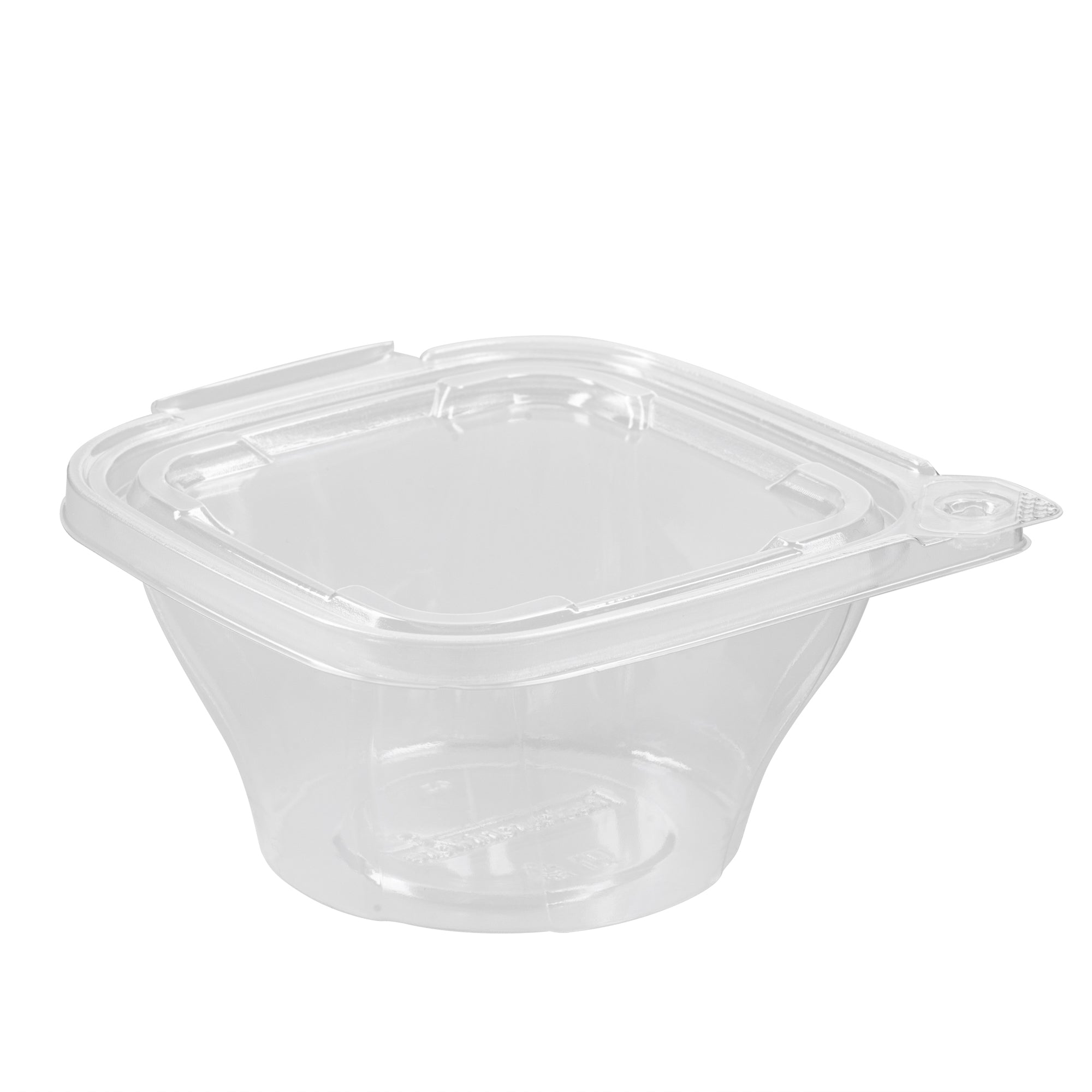 Tamper Tek 8 oz Square to Round Clear Plastic Deli / Snack Container - with Lid, Tamper-Evident - 4 3/4" x 5" x 1 3/4" - 100 count box